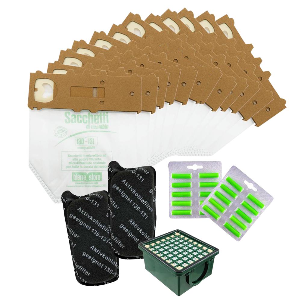 bierre store sacchetti folletto vk 131 vk 130 12 pz microfibra + filtri compatibili