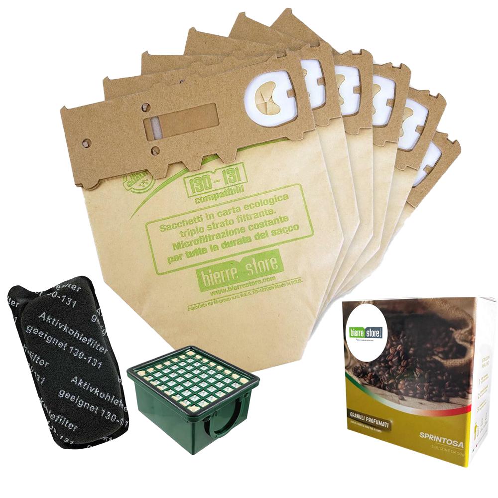 bierre store kit sacchetti folletto vk 130 - 131 6 pz + granuli sprintosa+ filtri compatibili