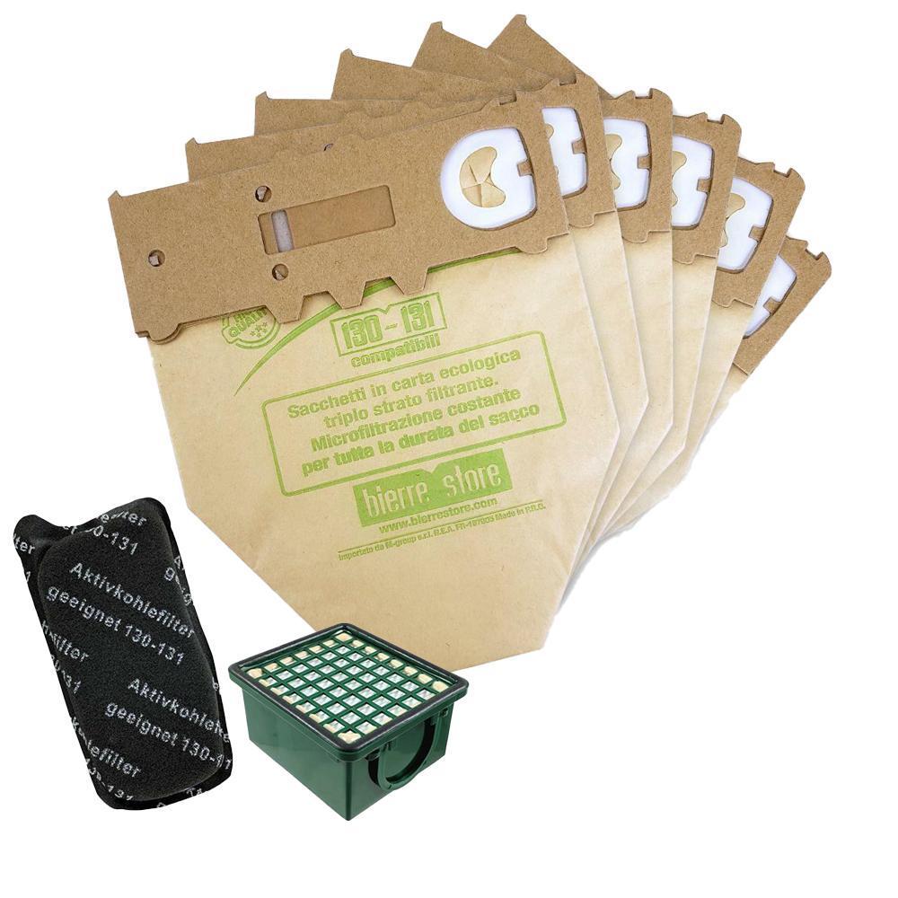 bierre store kit sacchetti folletto vk 130 - 131 6 pz + granuli peonia + filtri compatibili