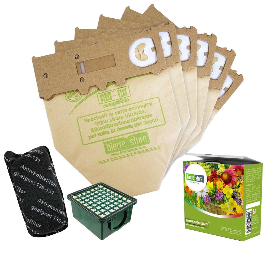 bierre store kit sacchetti folletto vk 130 - 131 6 pz + granuli fiori di campo+ filtri compatibili - foto 1