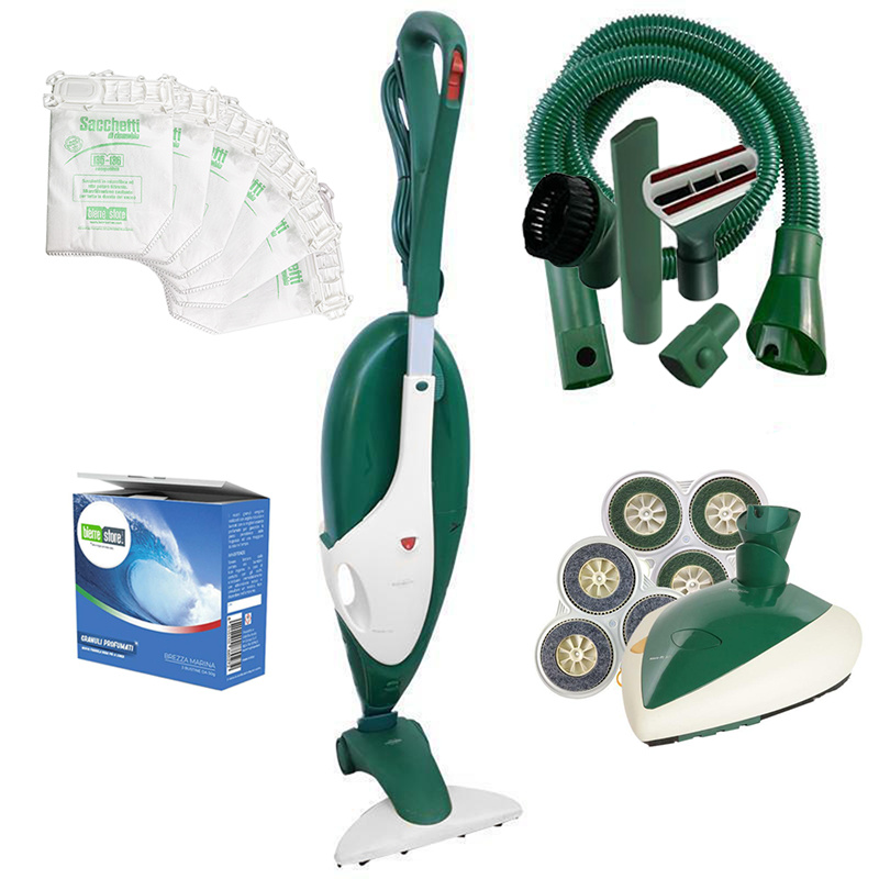 vorwerk folletto vk 136 rigenerato con tubo flessibile e lucidatrice pl515