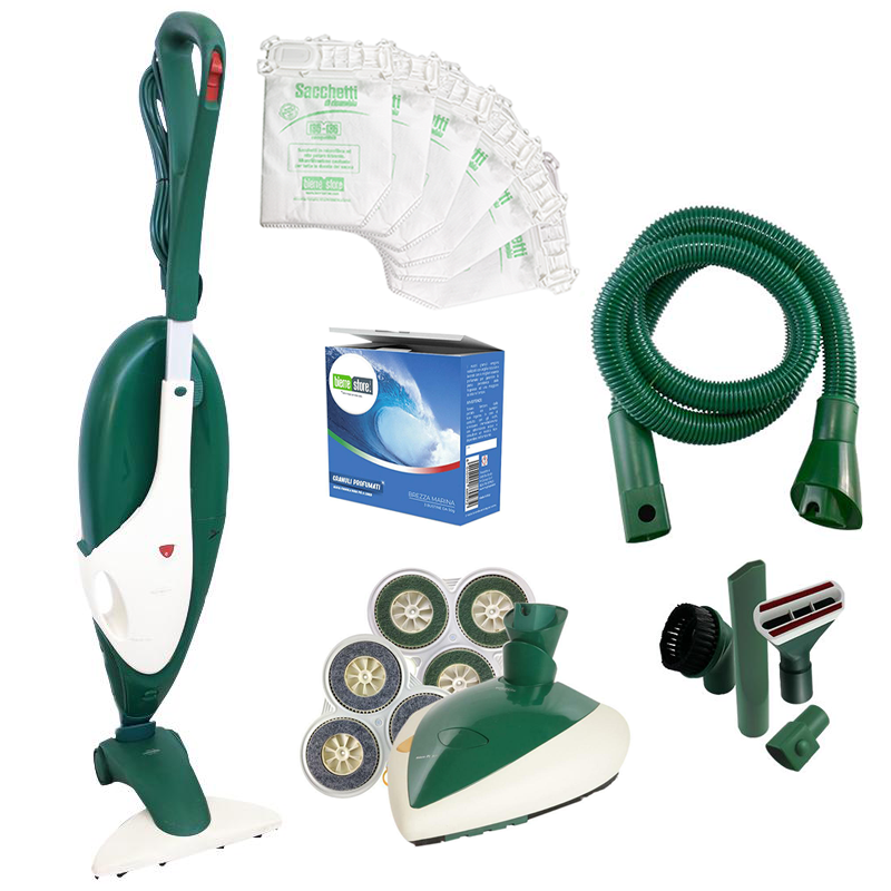 vorwerk folletto vk135 con tubo flessibile e lucidatrice pl515